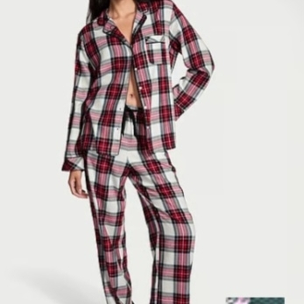 Victoria's Secret Red and Black Plaid Pajama Set